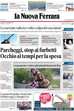 Prima pagina La Nuova Ferrara di oggi - Quotidiano regionale