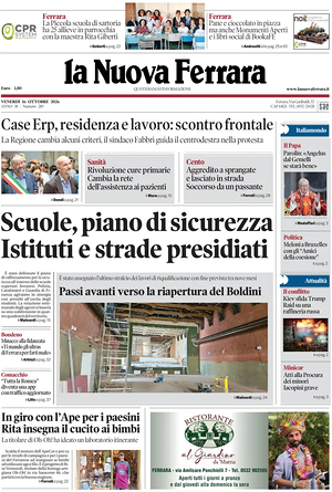 Prima pagina La Nuova Ferrara di oggi - Quotidiano regionale