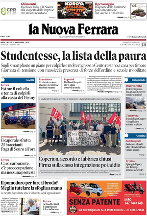 Prima pagina La Nuova Ferrara di oggi - Quotidiano regionale