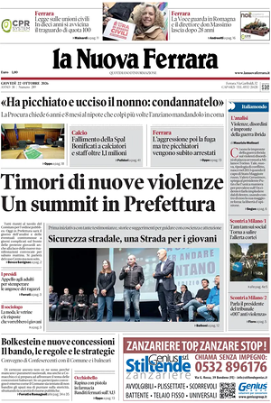 Prima pagina La Nuova Ferrara di oggi - Quotidiano regionale