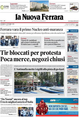 Prima pagina La Nuova Ferrara di oggi - Quotidiano regionale