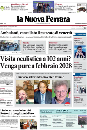 Prima pagina La Nuova Ferrara di oggi - Quotidiano regionale
