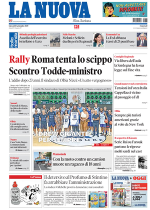 Prima pagina La Nuova Sardegna di oggi - Quotidiano regionale