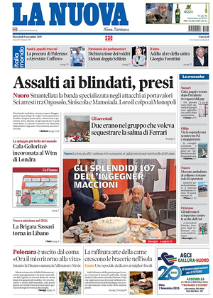Prima pagina La Nuova Sardegna di oggi - Quotidiano regionale