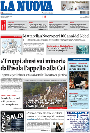 Prima pagina La Nuova Sardegna di oggi - Quotidiano regionale