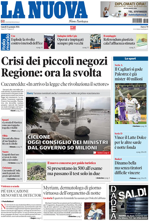 Prima pagina La Nuova Sardegna di oggi - Quotidiano regionale