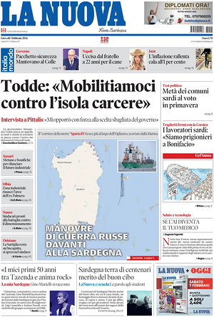 Prima pagina La Nuova Sardegna di oggi - Quotidiano regionale