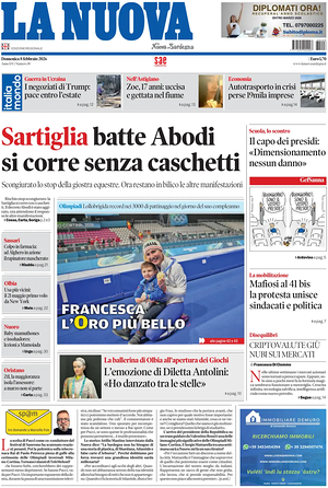 Prima pagina La Nuova Sardegna di oggi - Quotidiano regionale