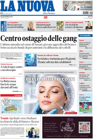 Prima pagina La Nuova Sardegna di oggi - Quotidiano regionale
