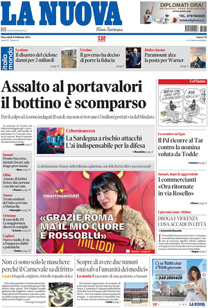 Prima pagina La Nuova Sardegna di oggi - Quotidiano regionale