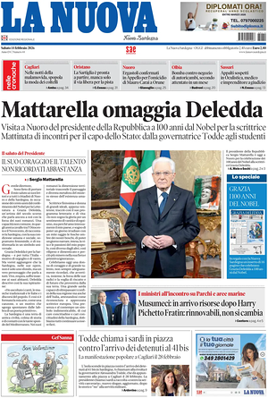 Prima pagina La Nuova Sardegna di oggi - Quotidiano regionale