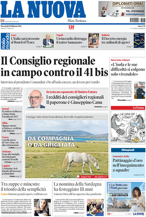 Prima pagina La Nuova Sardegna di oggi - Quotidiano regionale