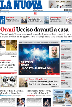 Prima pagina La Nuova Sardegna di oggi - Quotidiano regionale