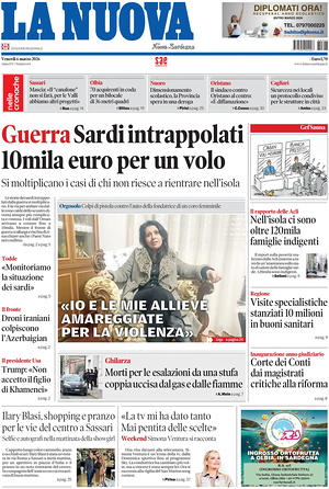 Prima pagina La Nuova Sardegna di oggi - Quotidiano regionale