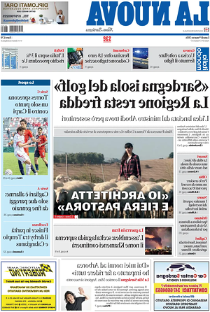 Prima pagina La Nuova Sardegna di oggi - Quotidiano regionale