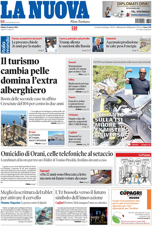 Prima pagina La Nuova Sardegna di oggi - Quotidiano regionale