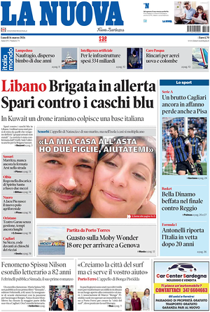 Prima pagina La Nuova Sardegna di oggi - Quotidiano regionale