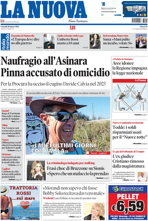 Prima pagina La Nuova Sardegna di oggi - Quotidiano regionale