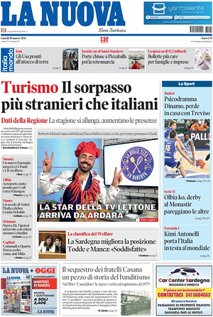 Prima pagina La Nuova Sardegna di oggi - Quotidiano regionale