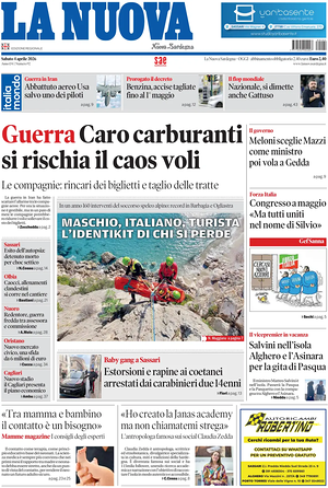 Prima pagina La Nuova Sardegna di oggi - Quotidiano regionale