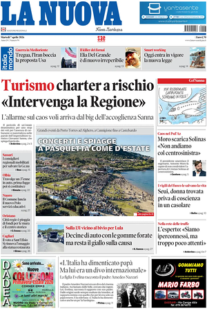 Prima pagina La Nuova Sardegna di oggi - Quotidiano regionale