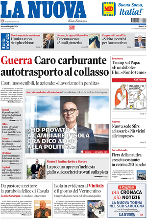 Prima pagina La Nuova Sardegna di oggi - Quotidiano regionale