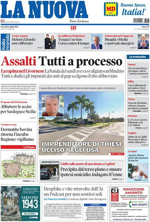 Prima pagina La Nuova Sardegna di oggi - Quotidiano regionale