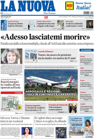 Prima pagina La Nuova Sardegna di oggi - Quotidiano regionale