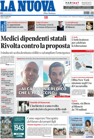 Prima pagina La Nuova Sardegna di oggi - Quotidiano regionale