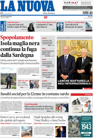 Prima pagina La Nuova Sardegna di oggi - Quotidiano regionale
