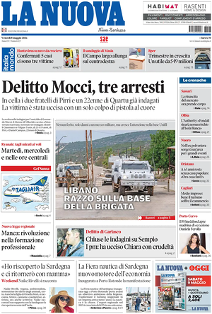 Prima pagina La Nuova Sardegna di oggi - Quotidiano regionale