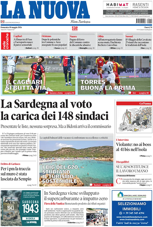 Prima pagina La Nuova Sardegna di oggi - Quotidiano regionale