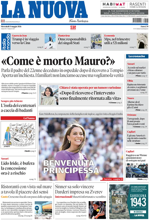 Prima pagina La Nuova Sardegna di oggi - Quotidiano regionale
