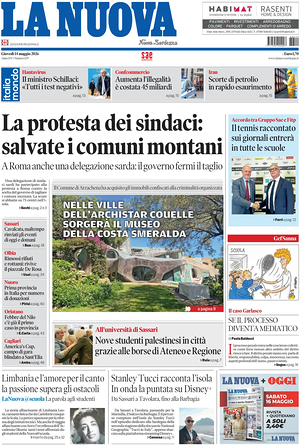 Prima pagina La Nuova Sardegna di oggi - Quotidiano regionale