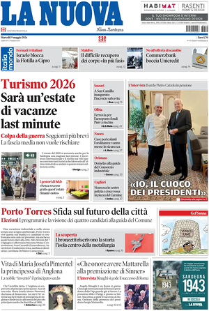 Prima pagina La Nuova Sardegna di oggi - Quotidiano regionale