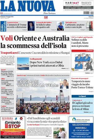 Prima pagina La Nuova Sardegna di oggi - Quotidiano regionale