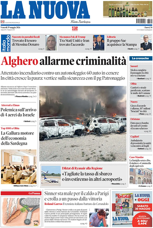 Prima pagina La Nuova Sardegna di oggi - Quotidiano regionale