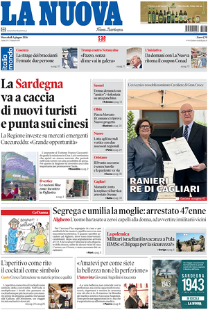 Prima pagina La Nuova Sardegna di oggi - Quotidiano regionale
