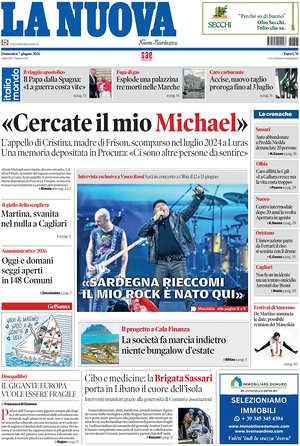 Prima pagina La Nuova Sardegna di oggi - Quotidiano regionale