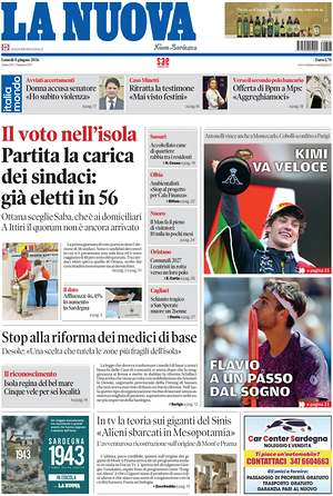 Prima pagina La Nuova Sardegna di oggi - Quotidiano regionale