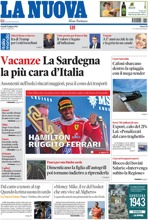 Prima pagina La Nuova Sardegna di oggi - Quotidiano regionale