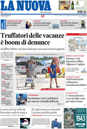 Prima pagina La Nuova Sardegna di oggi - Quotidiano regionale