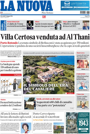 Prima pagina La Nuova Sardegna di oggi - Quotidiano regionale