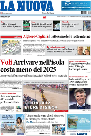 Prima pagina La Nuova Sardegna di oggi - Quotidiano regionale