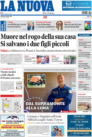 Prima pagina La Nuova Sardegna di oggi - Quotidiano regionale