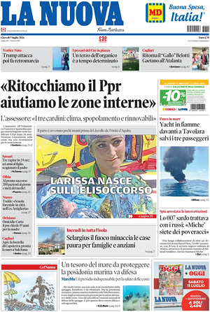 Prima pagina La Nuova Sardegna di oggi - Quotidiano regionale