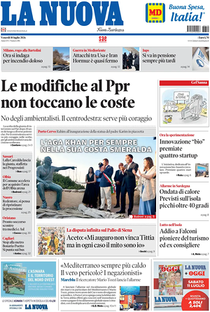 Prima pagina La Nuova Sardegna di oggi - Quotidiano regionale