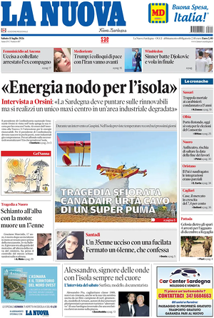 Prima pagina La Nuova Sardegna di oggi - Quotidiano regionale
