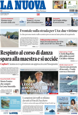 Prima pagina La Nuova Sardegna di oggi - Quotidiano regionale