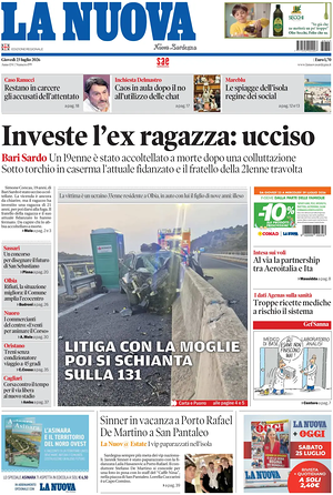 Prima pagina La Nuova Sardegna di oggi - Quotidiano regionale